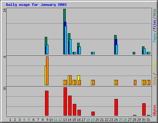 Daily usage for January 2003